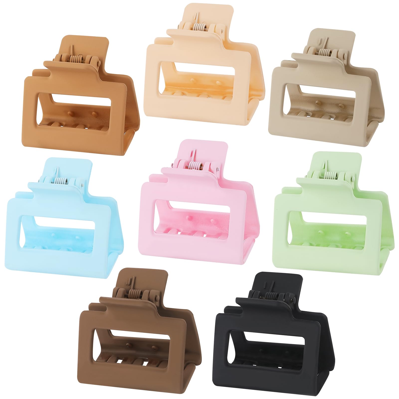 8 Pack Small Rectangle Claw Clips for Thin, Medium & Thick Hair - 2 Inch Cute Jaw Hair Clips for Women & Girls - Perfect for Ponytails, Buns & Everyday Hairstyles