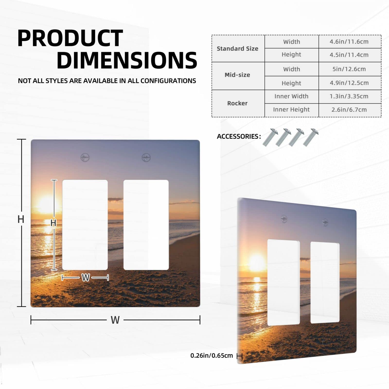 Beach Sunset Wall Plate - 2 Gang Double Rocker Decorative Light Switch Cover for Bedroom, Kitchen & Farmhouse - Coastal Home Decor, Sunset-Themed Interior Design
