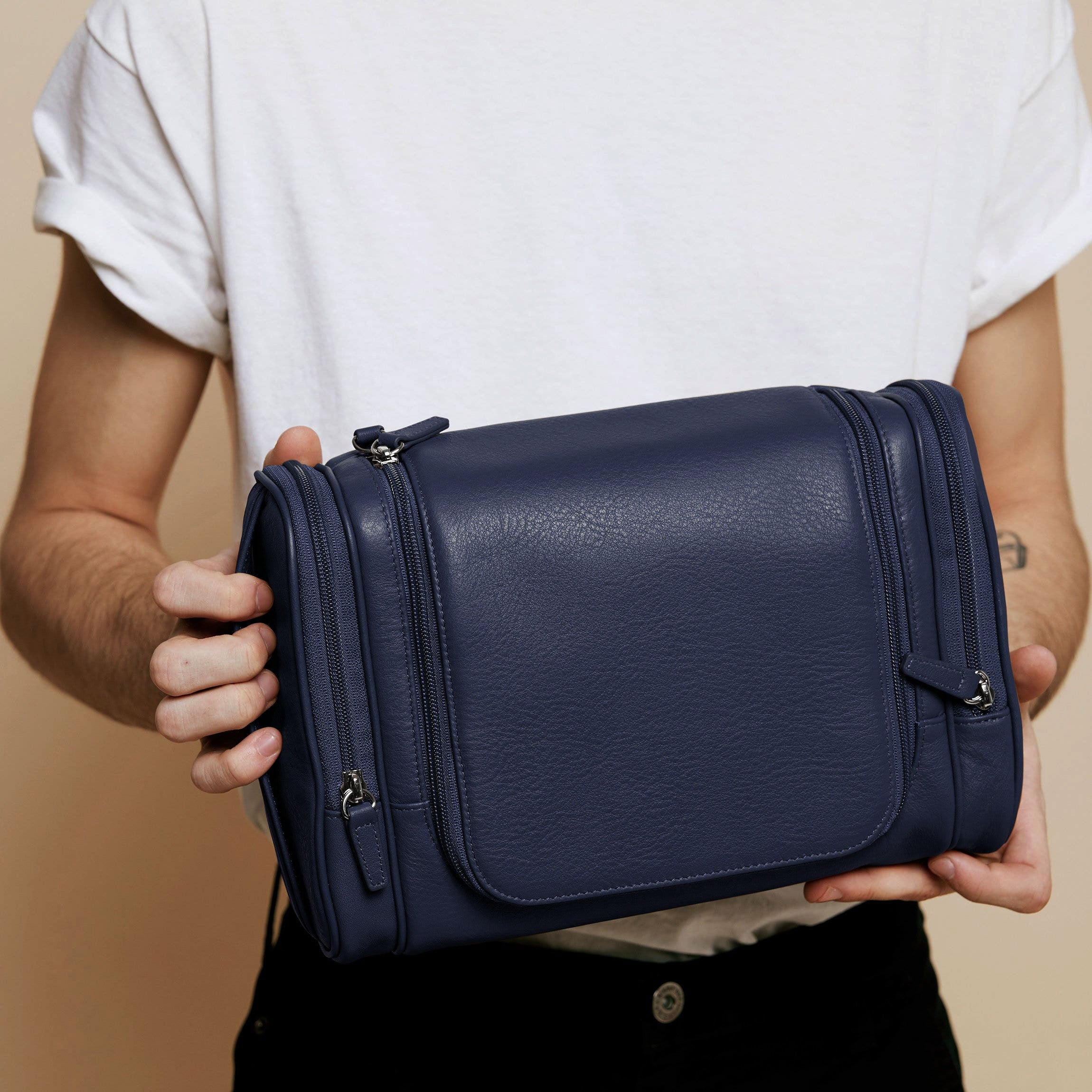 Premium Hanging Toiletry Bag for Travel - Navy Blue Waterproof Cosmetic Organizer with Multiple Pockets | Perfect for Camping, Gym, Business Trips & Vacation Essentials