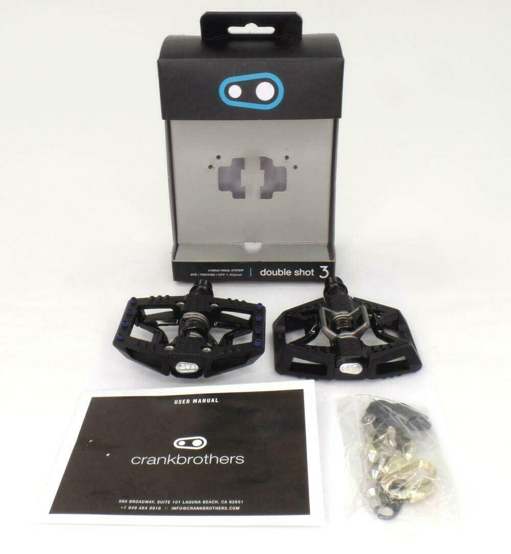 Crank Brothers Double Shot 3 Bike Pedals - Durable MTB/BMX Flat Pedals for Mountain Biking & Cycling - Ideal for Trail Riding, Commuting & Urban Cycling
