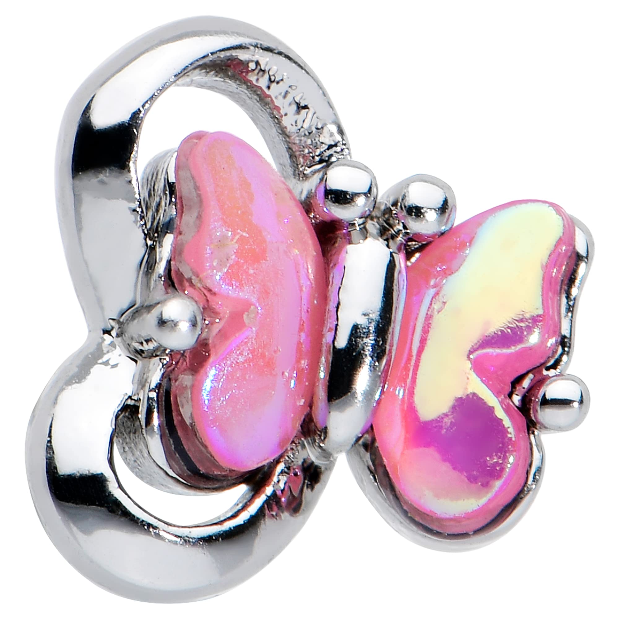 20G Stainless Steel L-Shaped Pink Butterfly Nose Ring Stud - Body Piercing Jewelry for Women (7mm) | Perfect for Everyday Wear, Parties & Self-Expression