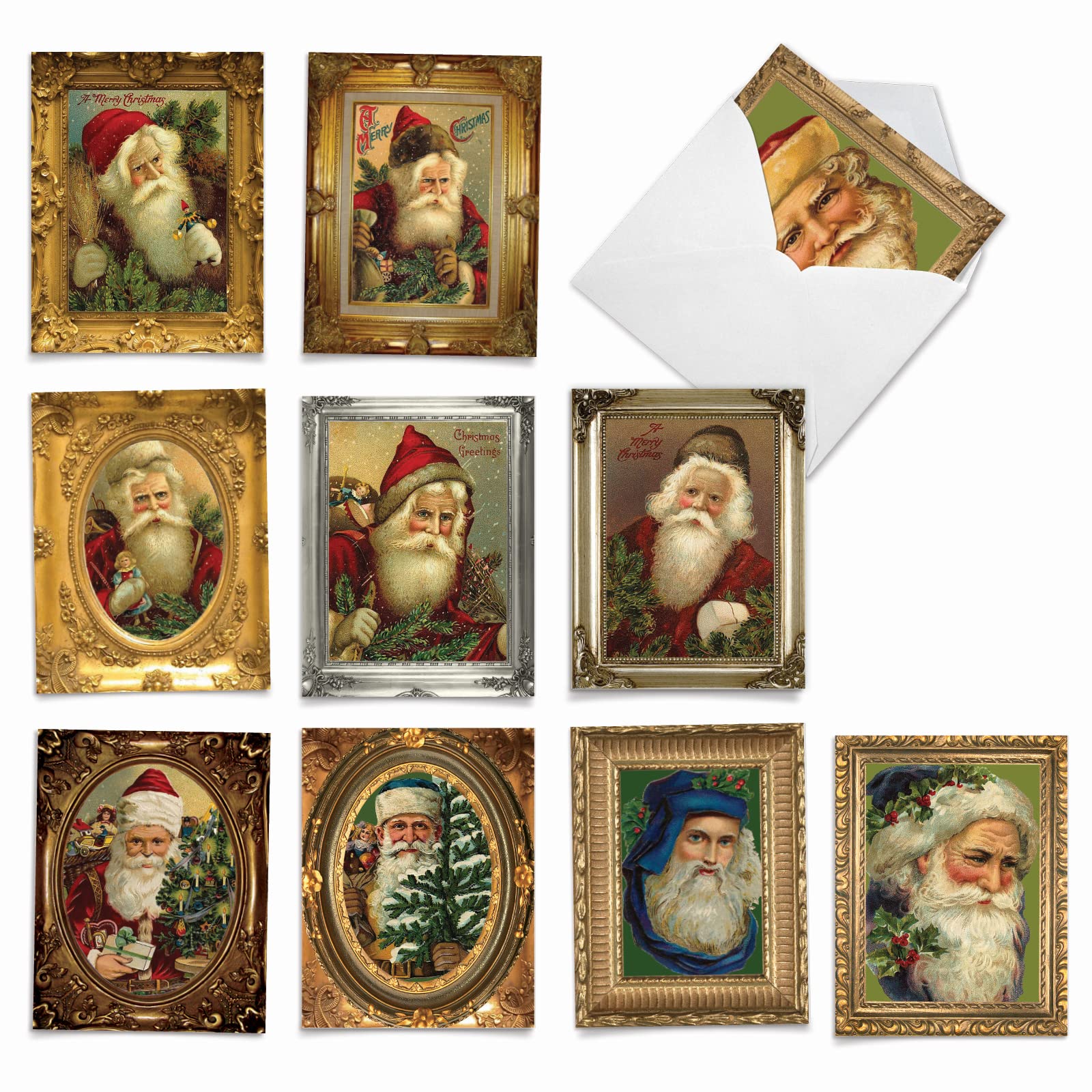 Premium Variety Pack of 10 Christmas Greeting Cards with Envelopes | Funny Holiday Card Assortment for Kids | Festive Santa Designs M1746XS | Perfect for Classroom Exchanges, Family Mail & Holiday Gift Tags