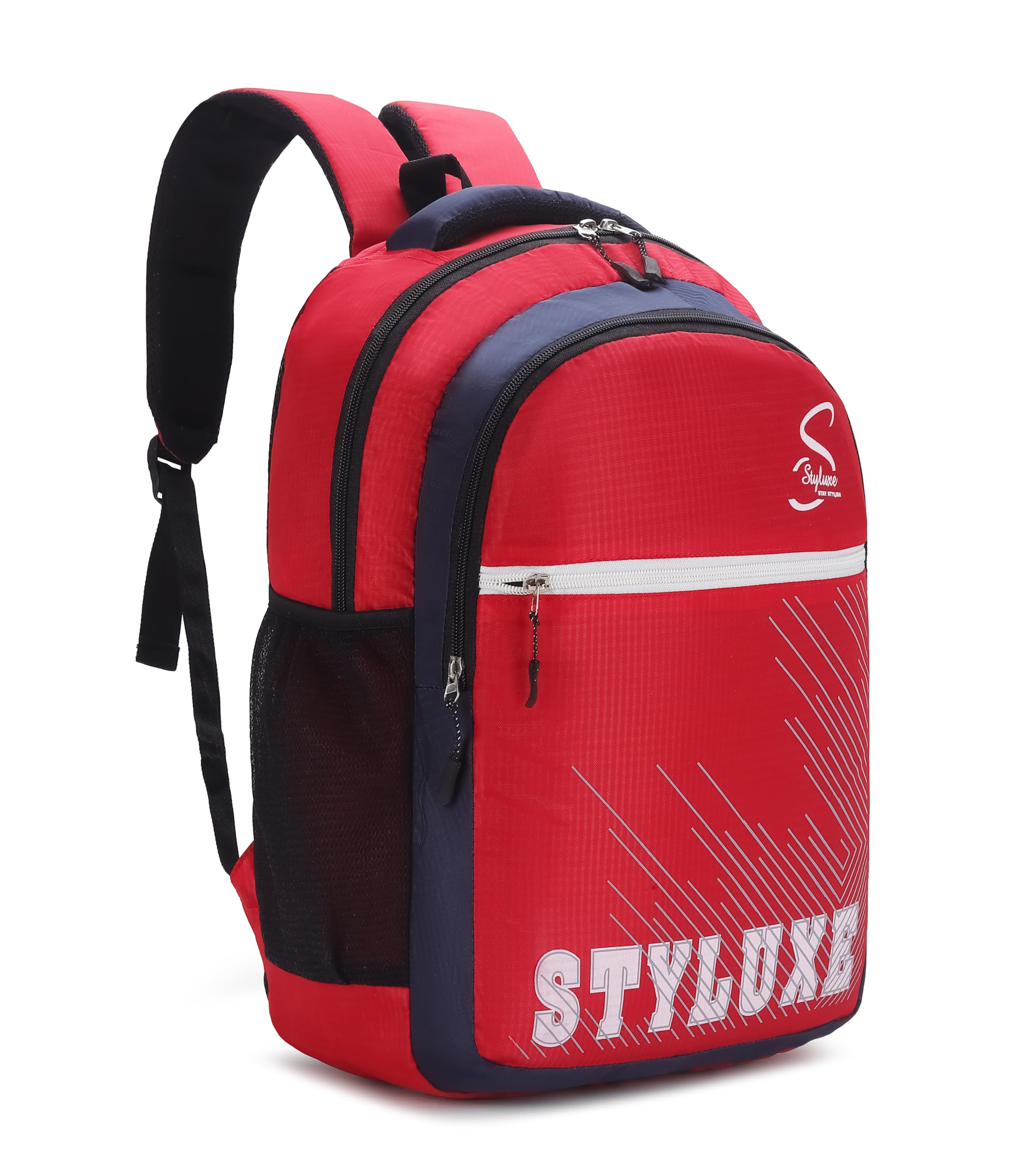 Styluxe Lightweight Red & Blue Backpacks for Boys, Girls, Men & Women - Durable School, College, Office & Travel Laptop Bag - Perfect for Daily Commute, Campus Life & Business Trips