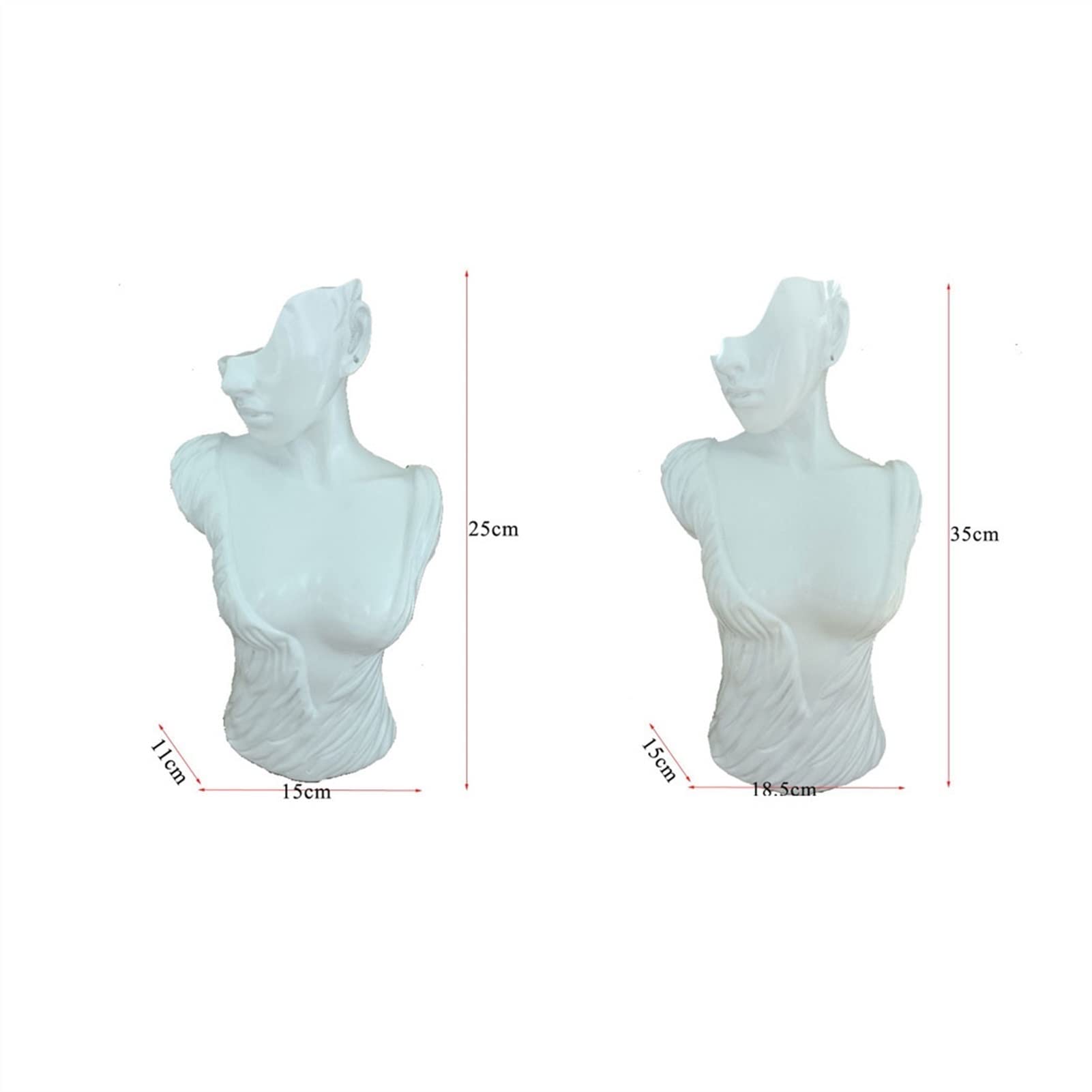Resin Jewelry Display Stand - Moisture Proof Earring & Necklace Holder, Mannequin Jewelry Organizer for Boutique & Home Use (B-H25CM, White)