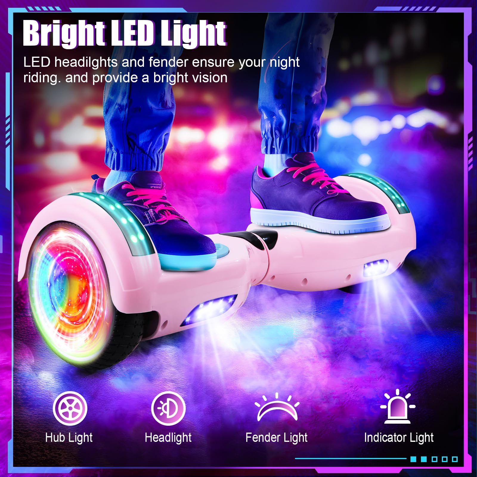 Self Balancing Scooters with Bluetooth & LED Lights - Electric Hoverboard for Kids, Teens & Adults - Perfect for Commuting, Fun Rides & Outdoor Adventures