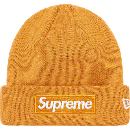 Supreme New Era FW21 Box Logo Beanie in Mustard Color - Warm Winter Hat for Men & Women - Perfect for Outdoor Activities & Streetwear Fashion