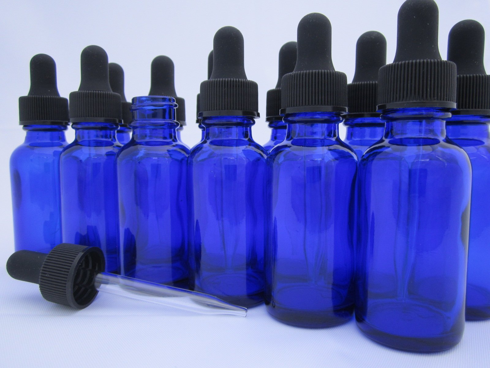 Premium 1oz (30mL) Cobalt Blue Glass Dropper Bottles with Tapered Glass Droppers - Pack of 12 for Essential Oils, CBD, Tinctures & DIY Beauty Products - Perfect for Aromatherapy, Herbal Extracts & Liquid Storage