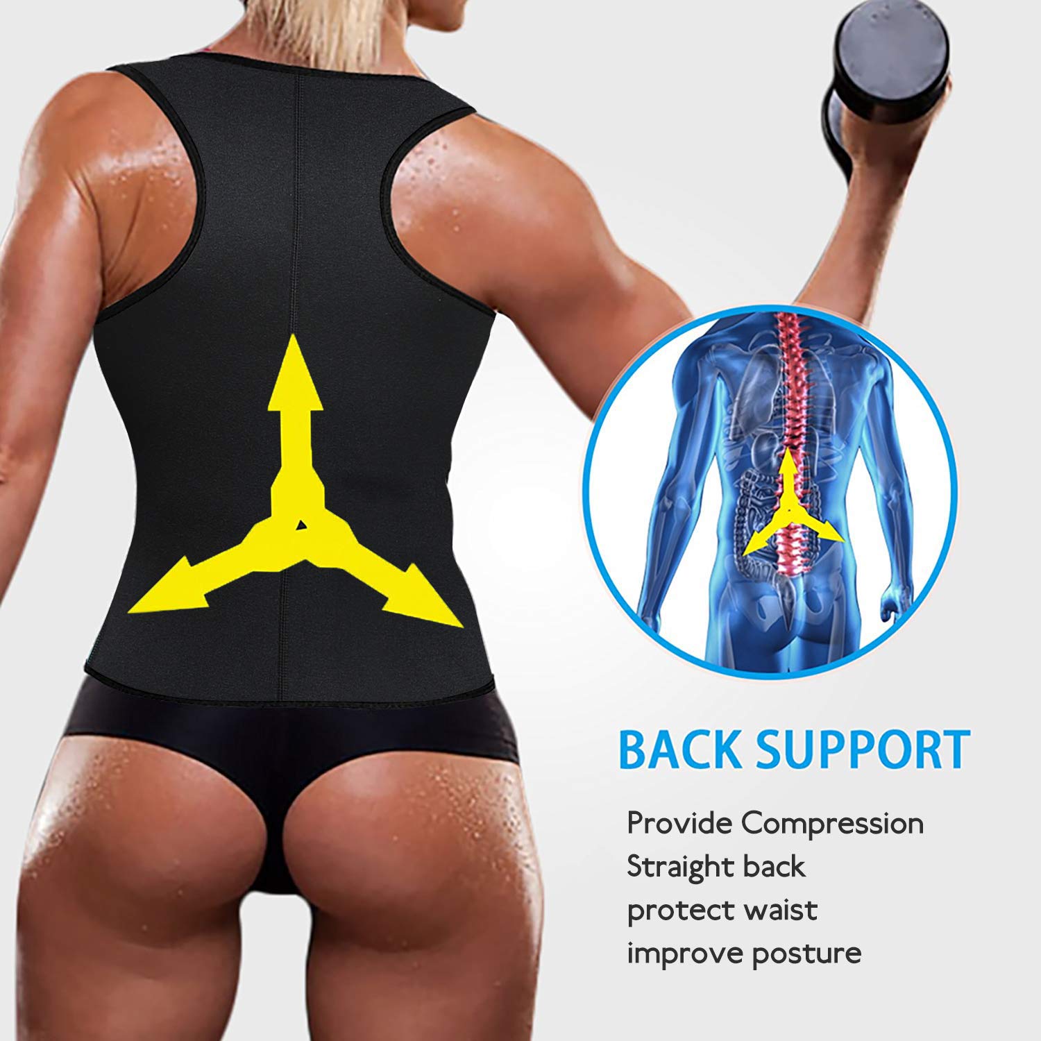 Women's Neoprene Sauna Vest Waist Trainer - Hot Sweat Slimming Corset Body Shaper with Zipper for Workouts & Weight Loss | Perfect for Gym, Sauna & Postpartum Recovery