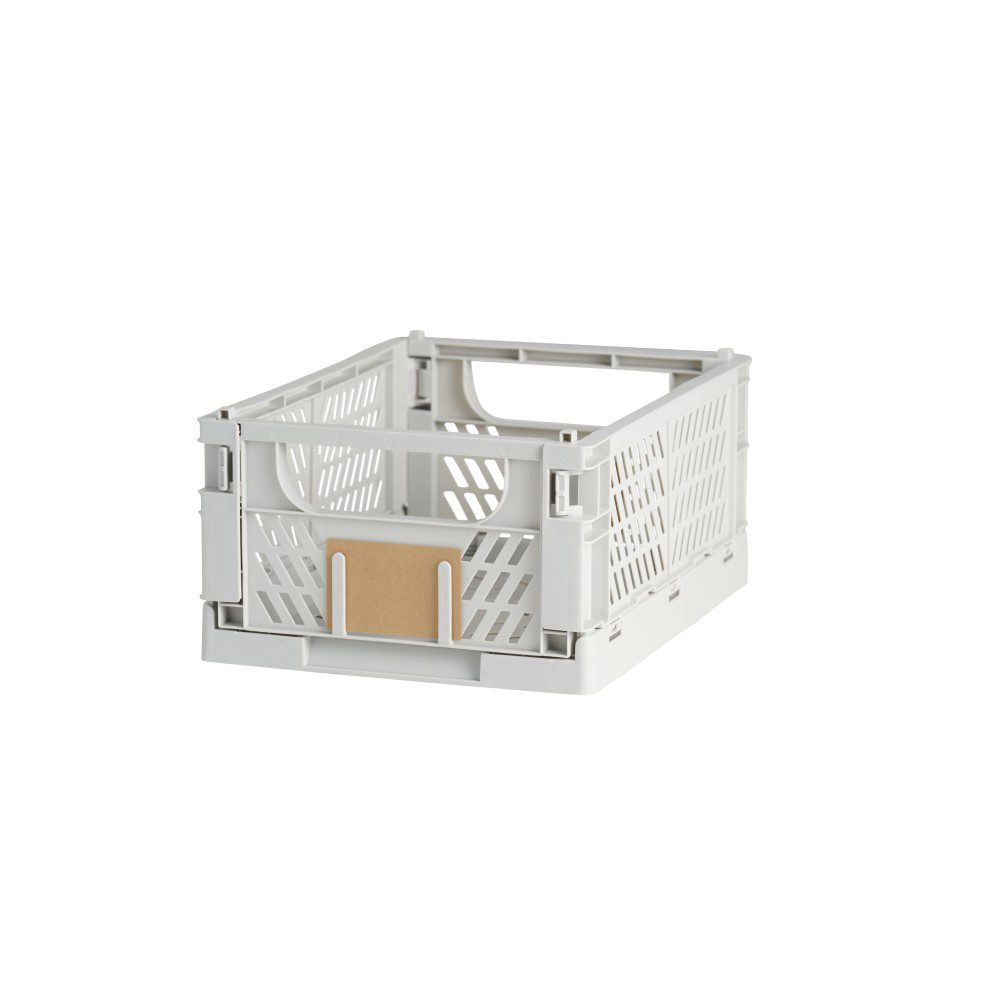DESIGNSTUFF Collapsible Storage Crate - Medium 13x10 Inches (33x25cm) - Foldable Organizer Bin for Home, Office & Garage - Space Saving Grey Plastic Container for Toys, Books & Supplies