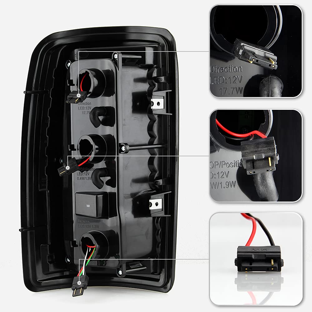 ACANII Full LED Tail Lights Brake Lamps Assembly for 2000-2006 Chevy Suburban Tahoe & GMC Yukon - Left+Right Pair, Bright LED Tube Design for Enhanced Visibility & Safety at Night Driving