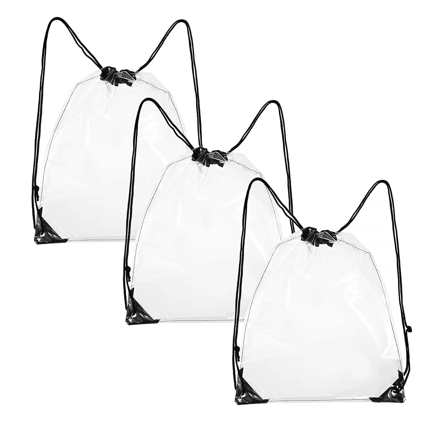 UgyDuky 3 Pack Clear Drawstring Backpack - Waterproof for Stadiums & Sporting Events