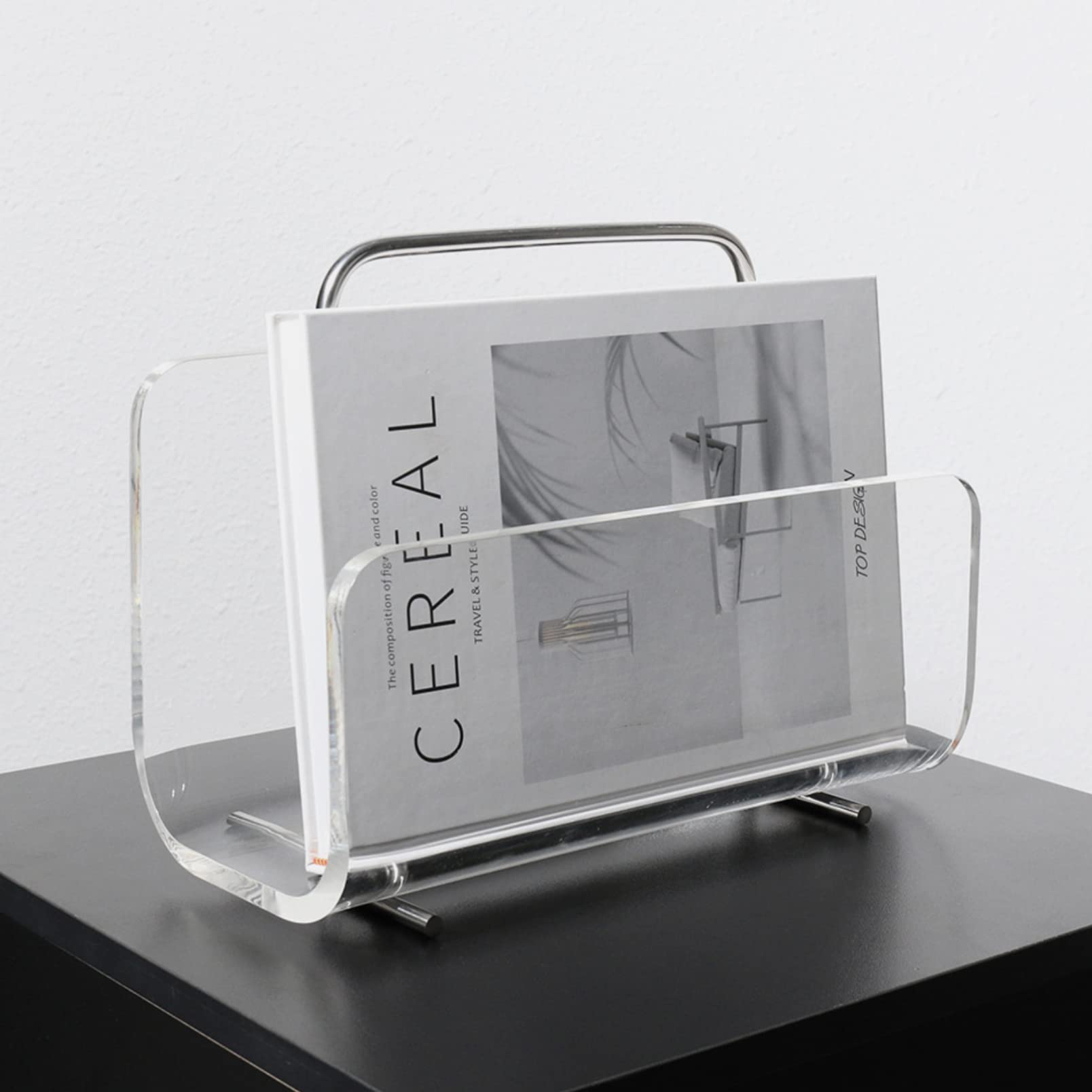 Clear Acrylic Magazine Holder & Book Organizer - Space-Saving Desk Rack for Magazines, Publications, Office, Reception & Waiting Room - Perfect Gift for Book Lovers & Home Office Decor