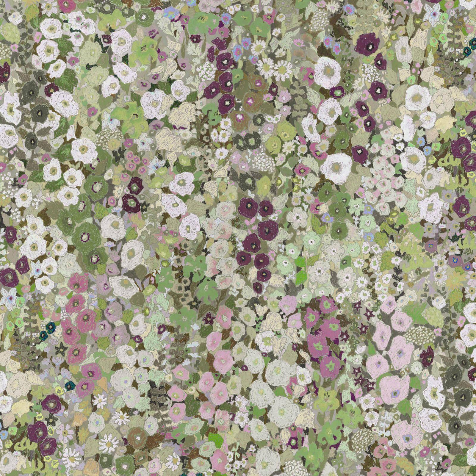 Hollyhocks Wallpaper - Meadow Floral Design for Home Decor | Perfect for Living Room, Bedroom & Nursery