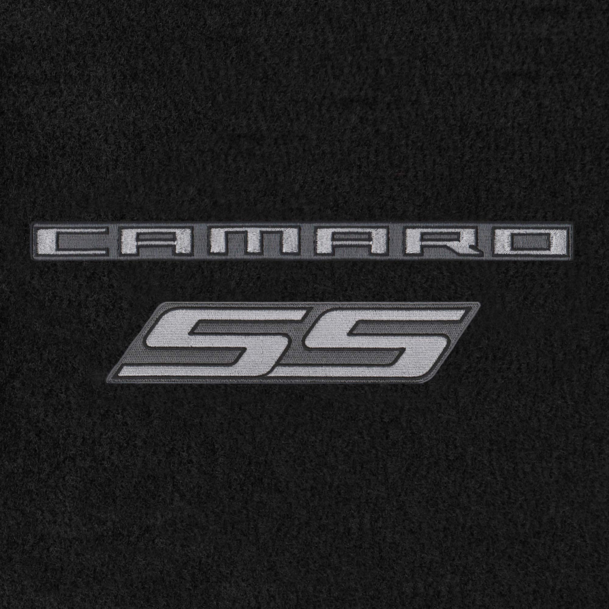 Premium Custom-Fit Carpeted Floor Mats for 2010-2015 Chevy Camaro Coupe (SS Model) - Luxury Double Logo Design in Charcoal | Perfect for Daily Commutes & Road Trips