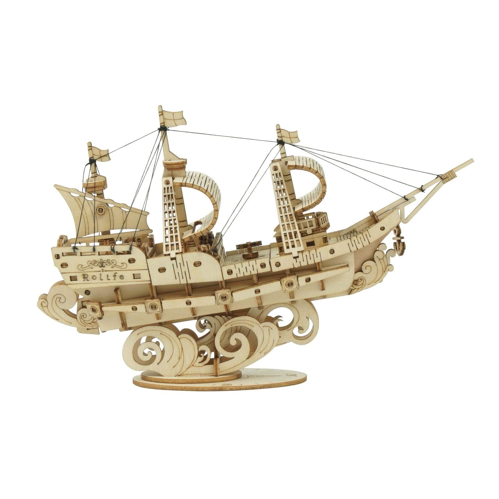 3D Laser Cut Wooden Sailing Ship Model Kit - DIY Wooden Boat Building Set for Adults & Teens - Perfect for Home Decoration, Gift, and Educational STEM Project