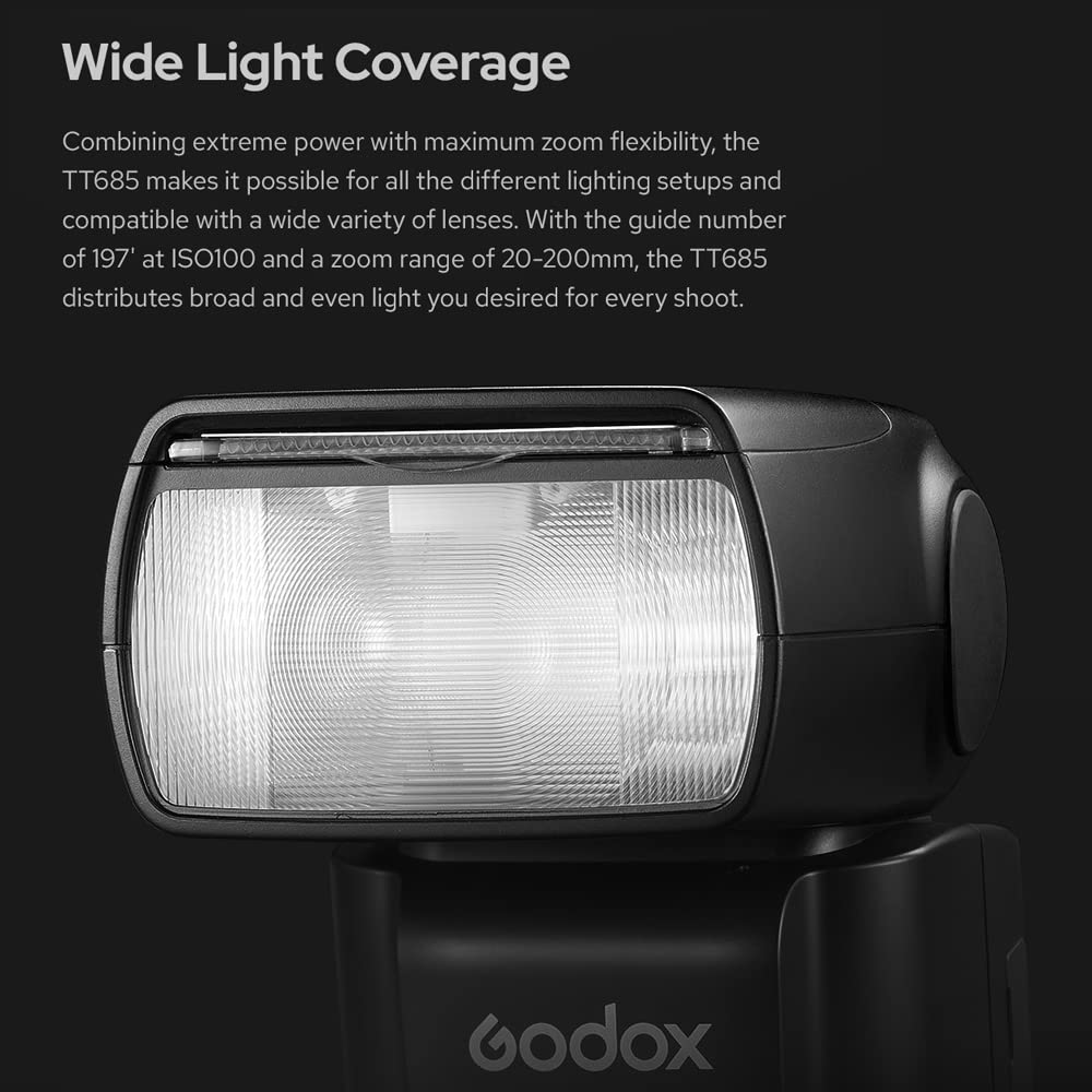 GODOX TT685IIN TTL On-Camera Flash Speedlight - 2.4G Wireless X System, GN60, 1/8000s High Speed Sync - Compatible with Nikon D800/D700/D7100/D7000/D5200/D5100/D5000/D300/D300S/D3200 - Perfect for Portrait, Wedding & Event Photography