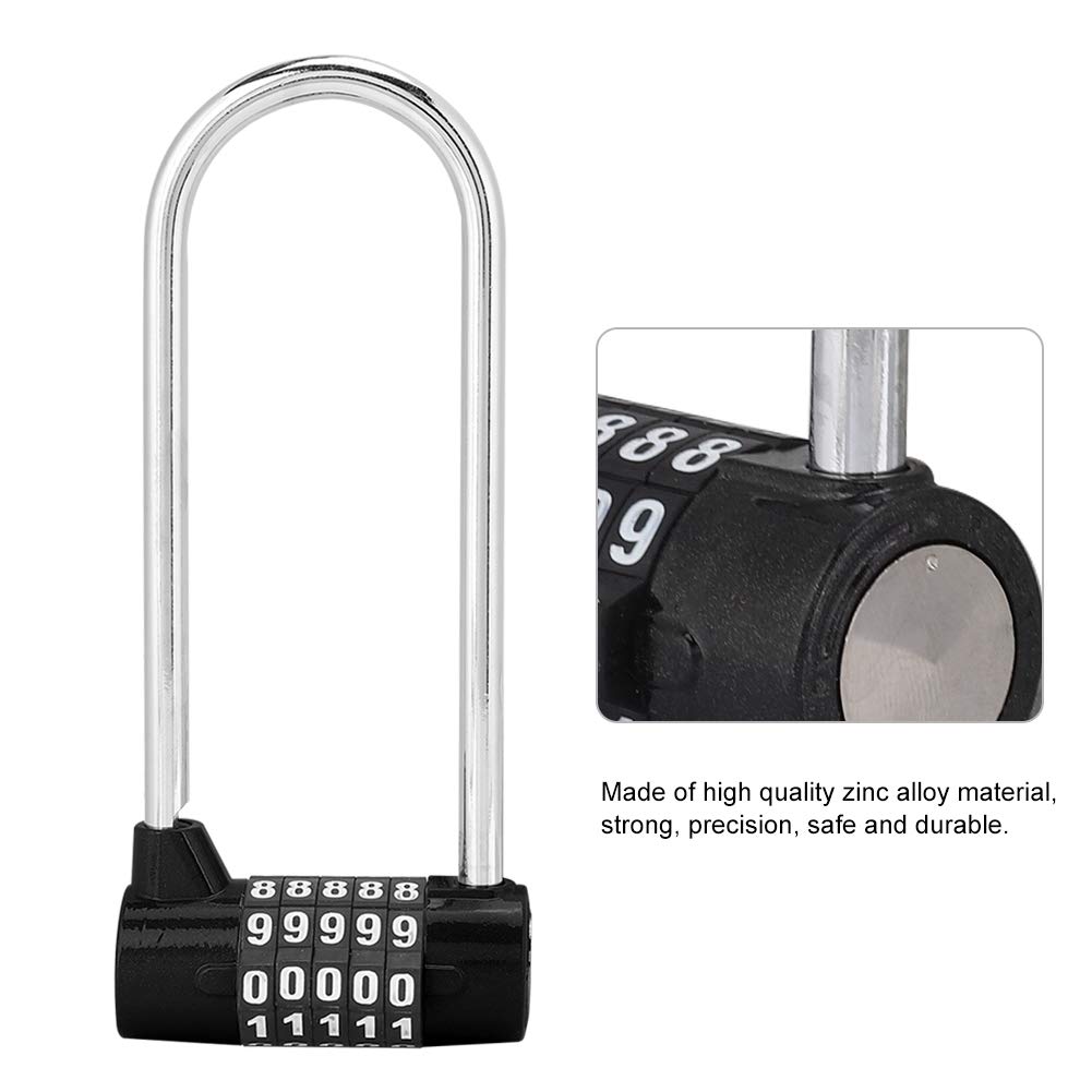 **Sonew 5-Digit Resettable Combination Padlock - Heavy Duty Alloy U-Shaped Security Lock for Gym, School, Cabinet, Locker & Storage (Black) - Ideal for Home, Office & Travel Use**