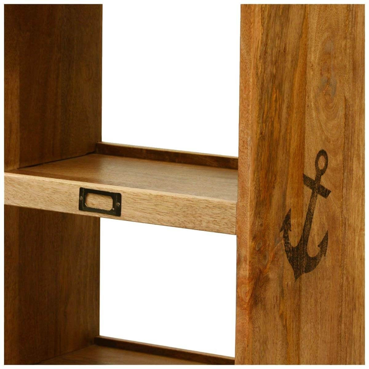 Rustic Solid Wood 10-Shelf Bookcase - Earth Industrial Open Cube Storage Shelf for Living Room, Office & Bedroom Organization