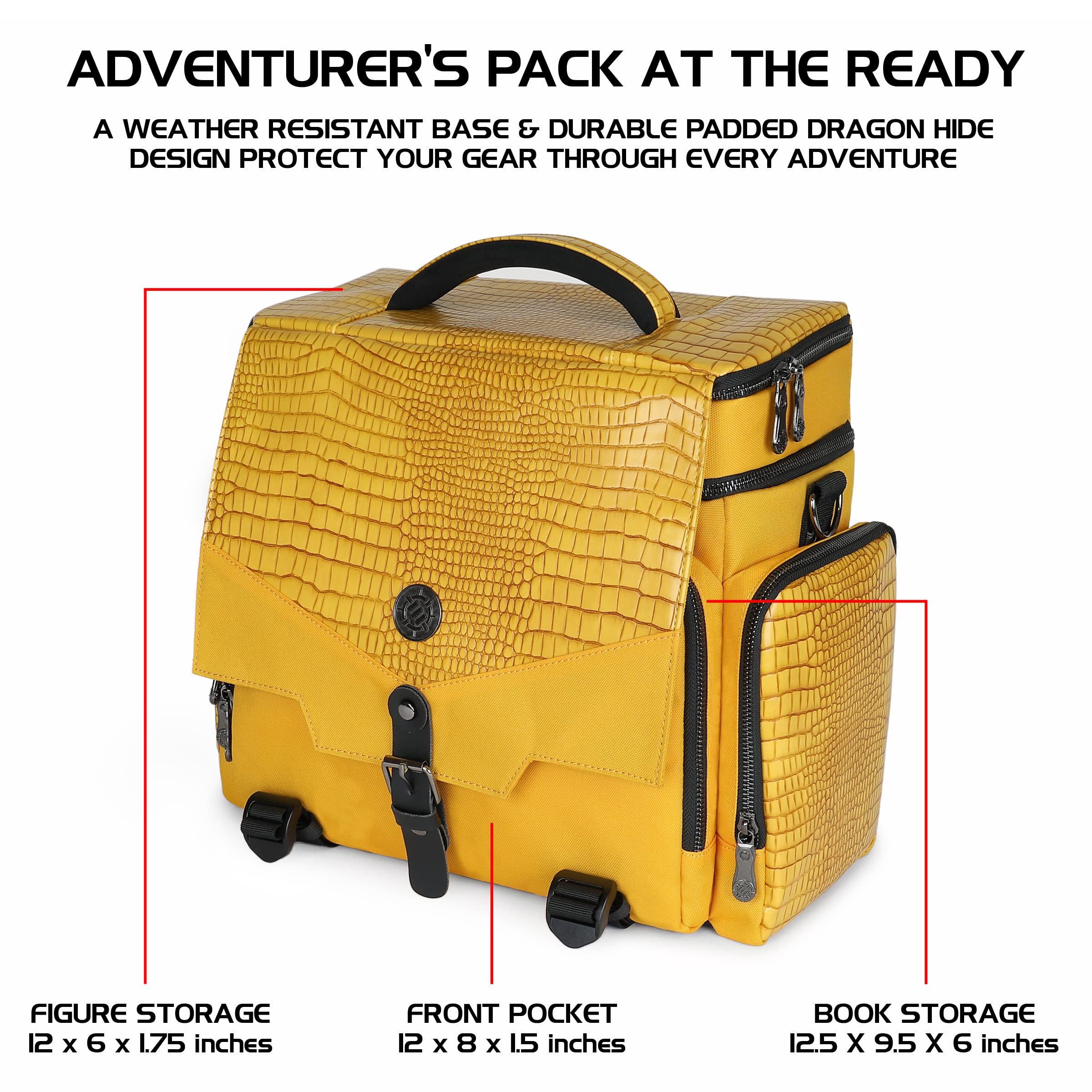 Premium DND Dice Bag - Dragon Skin RPG Adventurer's Backpack with Miniature Storage, Dice Pockets & Play Mat Holder - Perfect for Dungeons & Dragons, Pathfinder & Tabletop Gaming (Fits 4 Players) - Ideal for Game Nights, Conventions & Outdoor Adventures