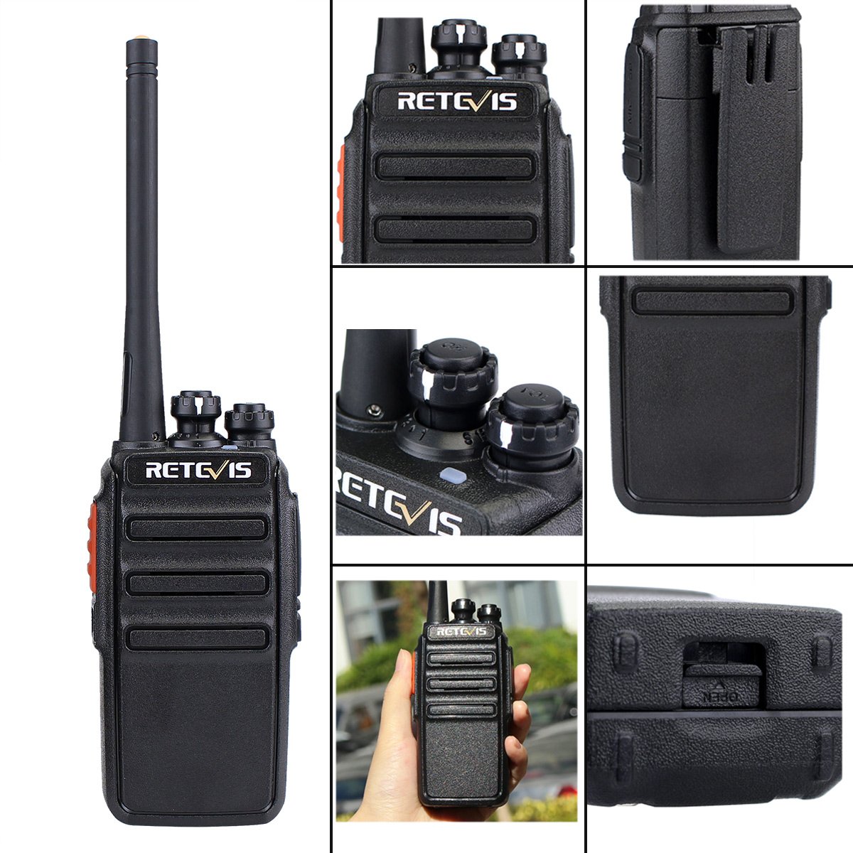 Retevis RT24 2-Way Radio Walkie Talkies - Long Range PMR446 with Loud Audio, 16 Channels & 10-Hour Battery Life - Rechargeable with USB Charging Base & 6 Earpieces (6 Pack) - Ideal for School, Retail Store, Construction & Outdoor Activities