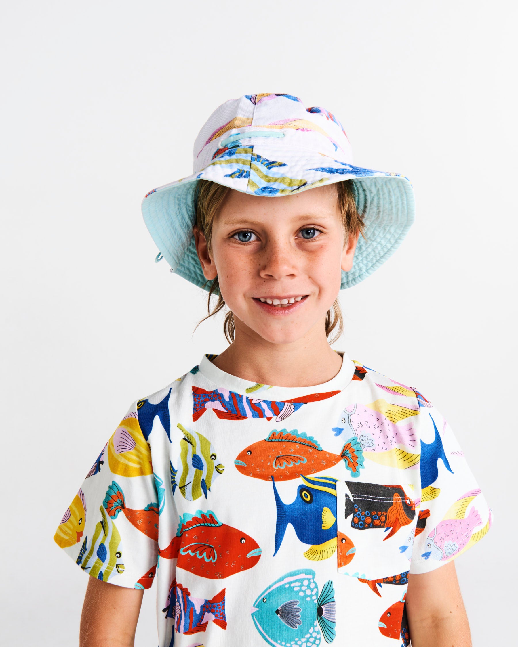 Stylish Fishy Business Beach Hat for Women & Men - UPF 50+ Sun Protection, Wide Brim, Adjustable Chin Strap - Perfect for Beach, Pool, Outdoor Activities & Summer Vacations