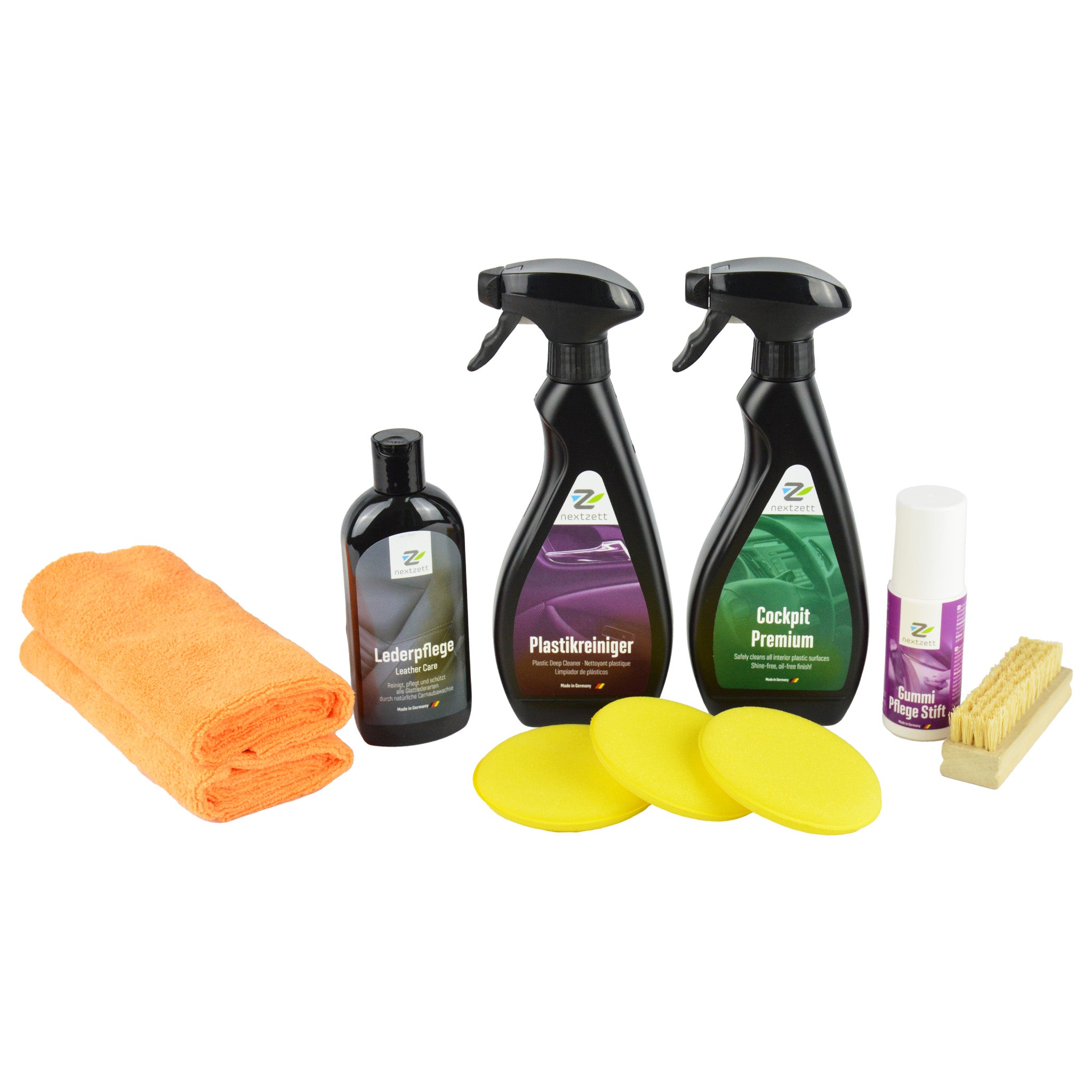 Nextzett German Interior Detailing Kit - Premium Car Cleaning Supplies for Leather, Plastic & Vinyl | Perfect for Auto Detailing, Car Wash & Interior Maintenance