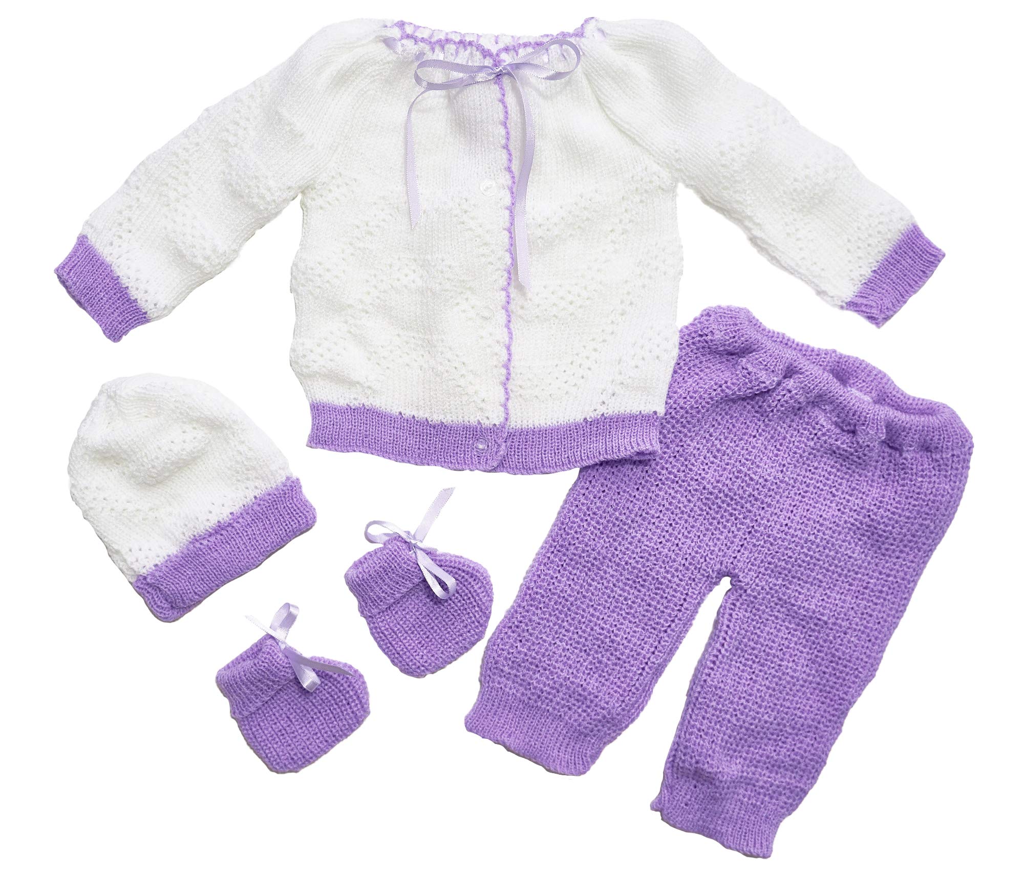 Adorable Baby Crochet Outfit Set - 4 Piece Newborn Winter Clothes for Boys & Girls | Warm Handmade Knitwear for Infants, Photo Shoots & Holiday Gifts