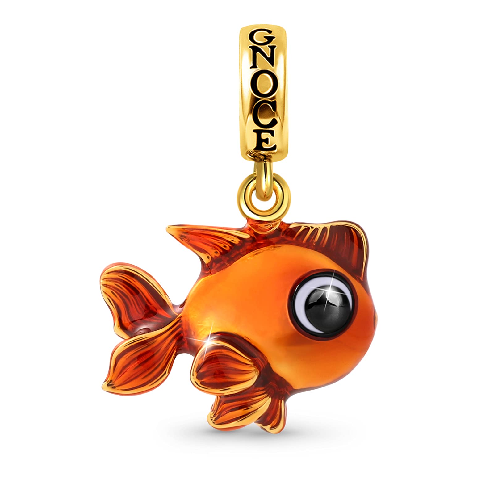 GNOCE Goldfish Pendant Charm - Sterling Silver 18k Gold Plated Dangle Charm for Bracelet or Necklace - Elegant Jewelry Gift for Women, Wife, Girlfriend - Perfect for Birthdays, Anniversaries & Special Occasions