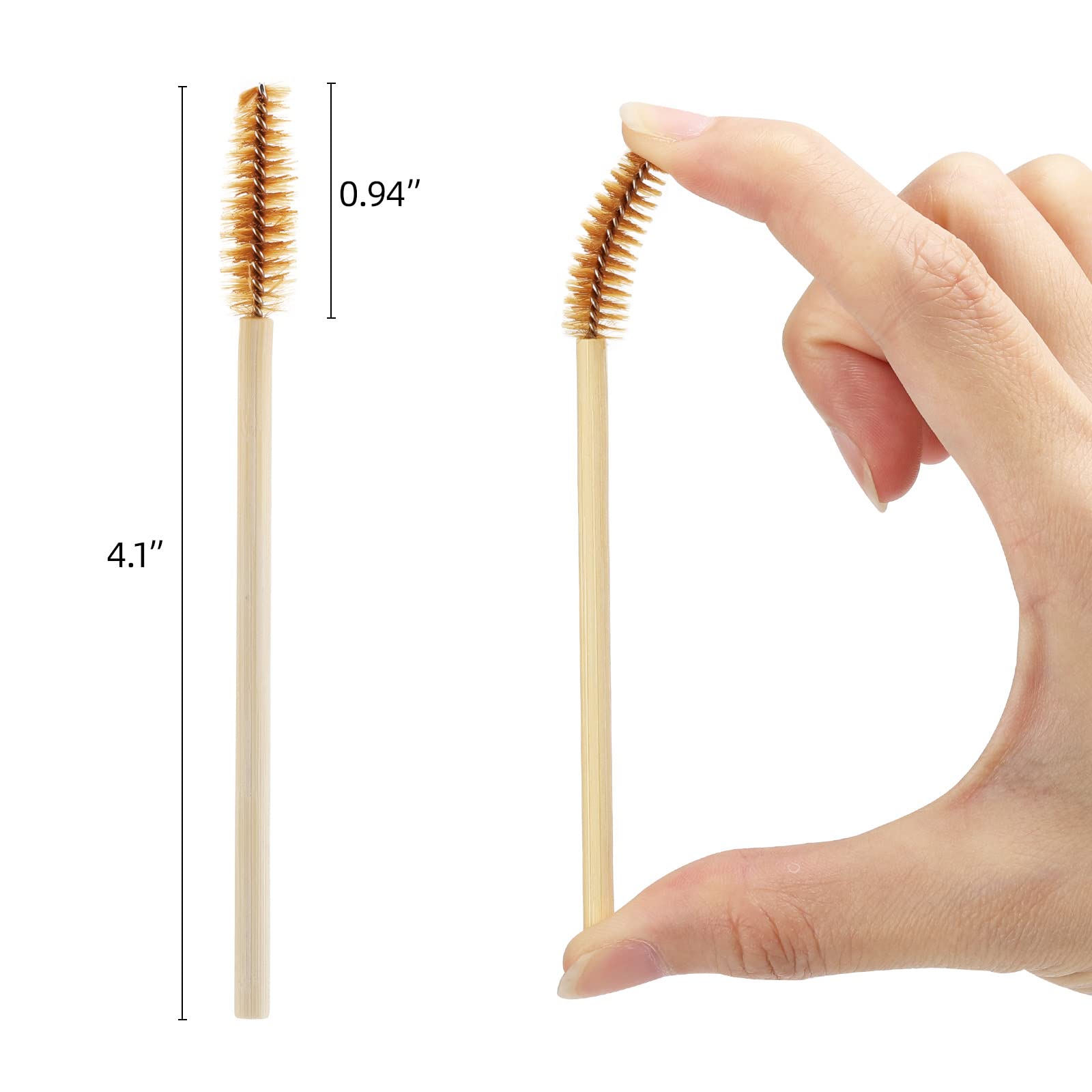 100 Pcs Disposable Bamboo Mascara Wands - Eyelash Extension Spoolie Brushes for Professional Makeup Kits, Eyebrow & Lash Applicator (Brown) - Perfect for Salon, Home Use & Travel Makeup Essentials