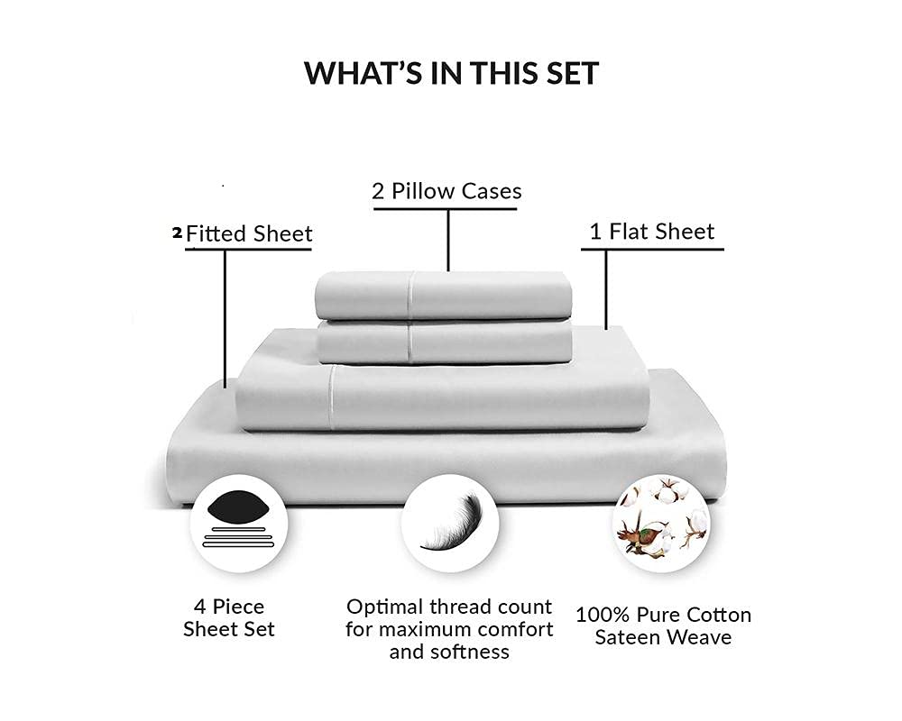 Premium 100% Giza Egyptian Cotton Split Queen Sheet Set - 15