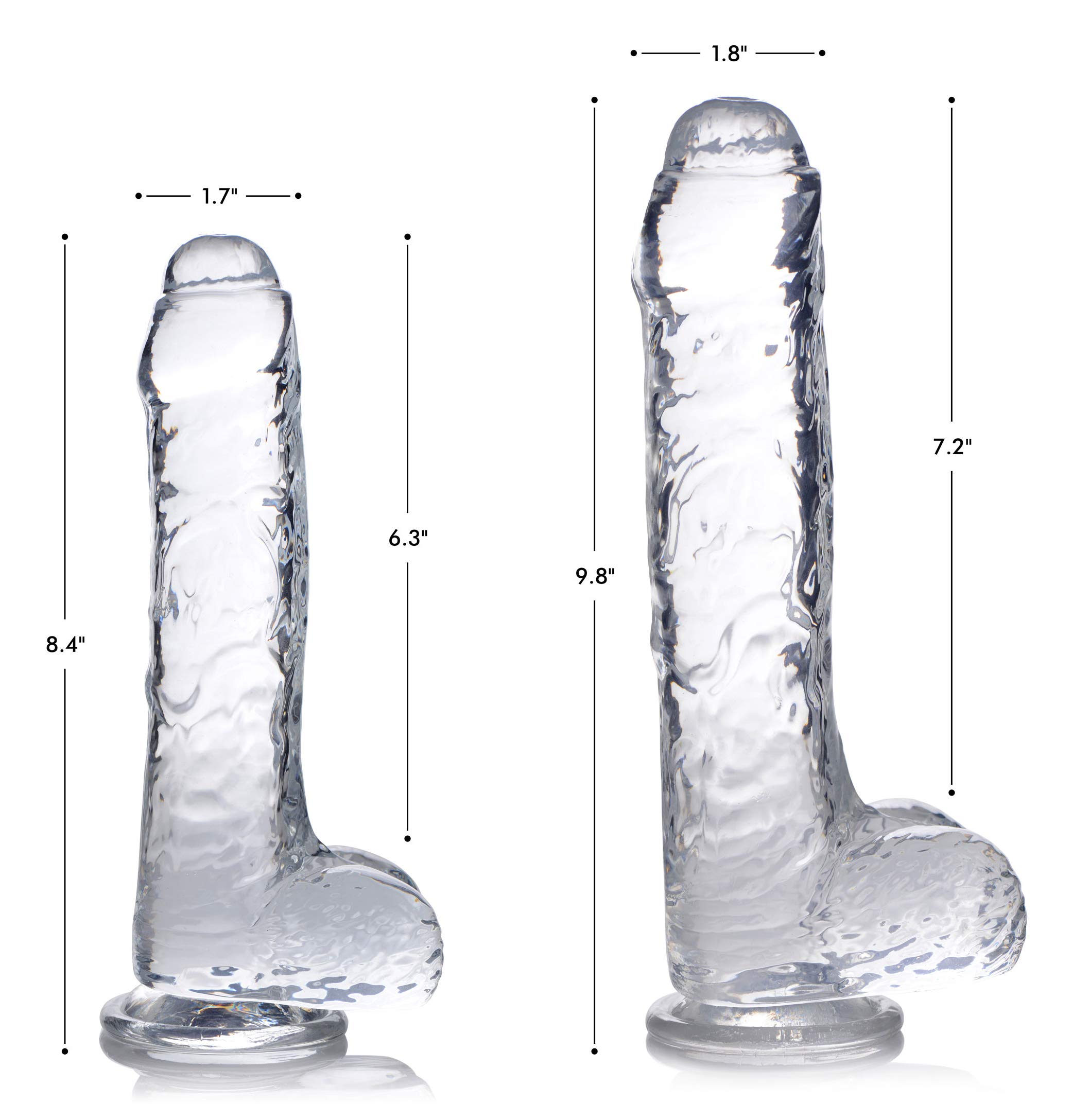 Realistic 9 Inch Jock C-Thru Dildo with Balls - Lifelike Silicone Adult Toy for Men & Women - Perfect for Solo Play, Couples & BDSM Scenes