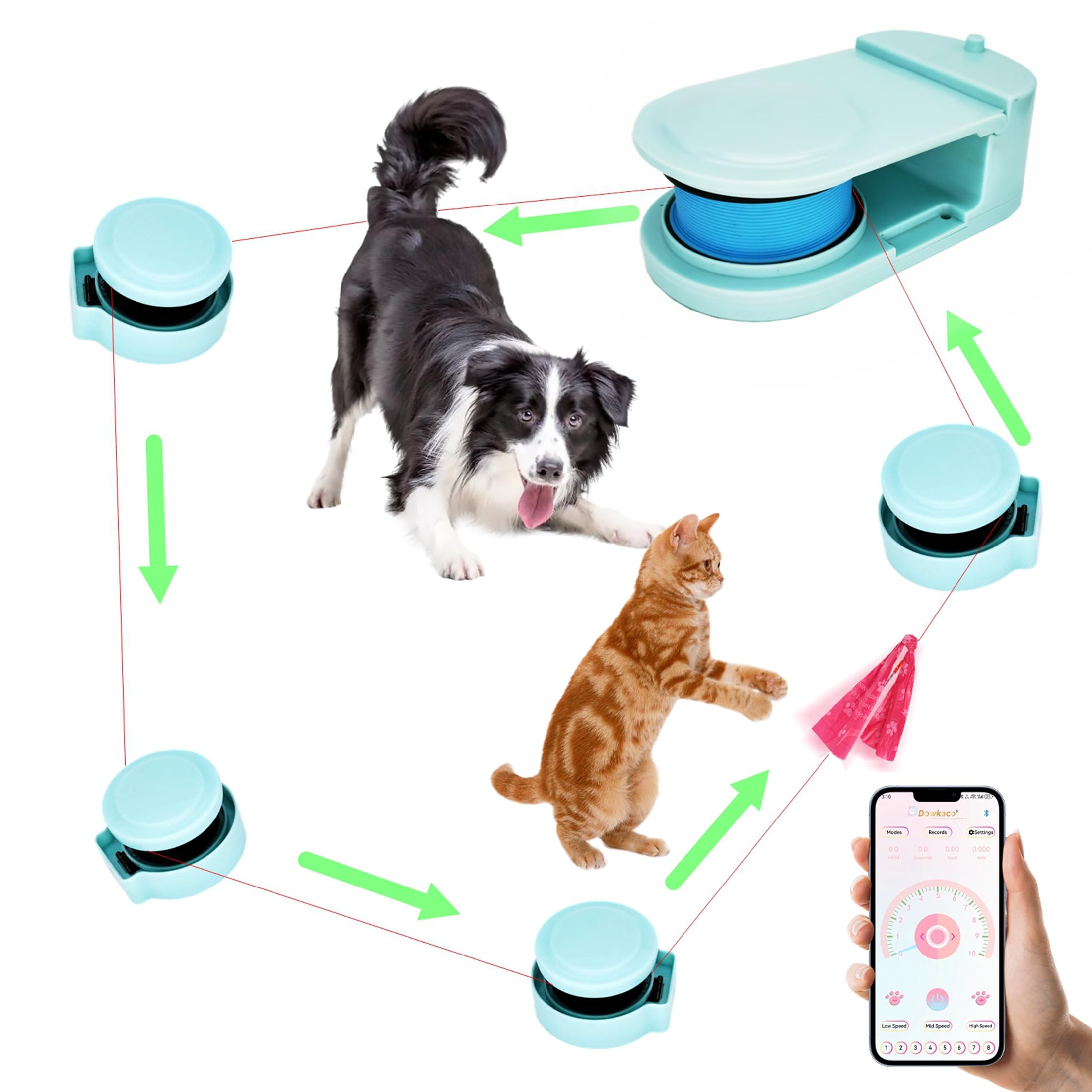 DC-1 Motorized Dog Chase Toy for Large Dogs - Automatic Lure Coursing Machine with Agility Training Set - Interactive Backyard Play Equipment for Pets (Light Blue) | Perfect for Outdoor Exercise & Training Sessions