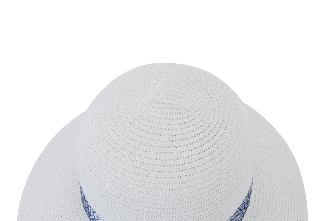 Elegant White Coral Blue Orchid Hat - Stylish Floral Headwear for Women, Perfect for Weddings, Garden Parties & Summer Outings