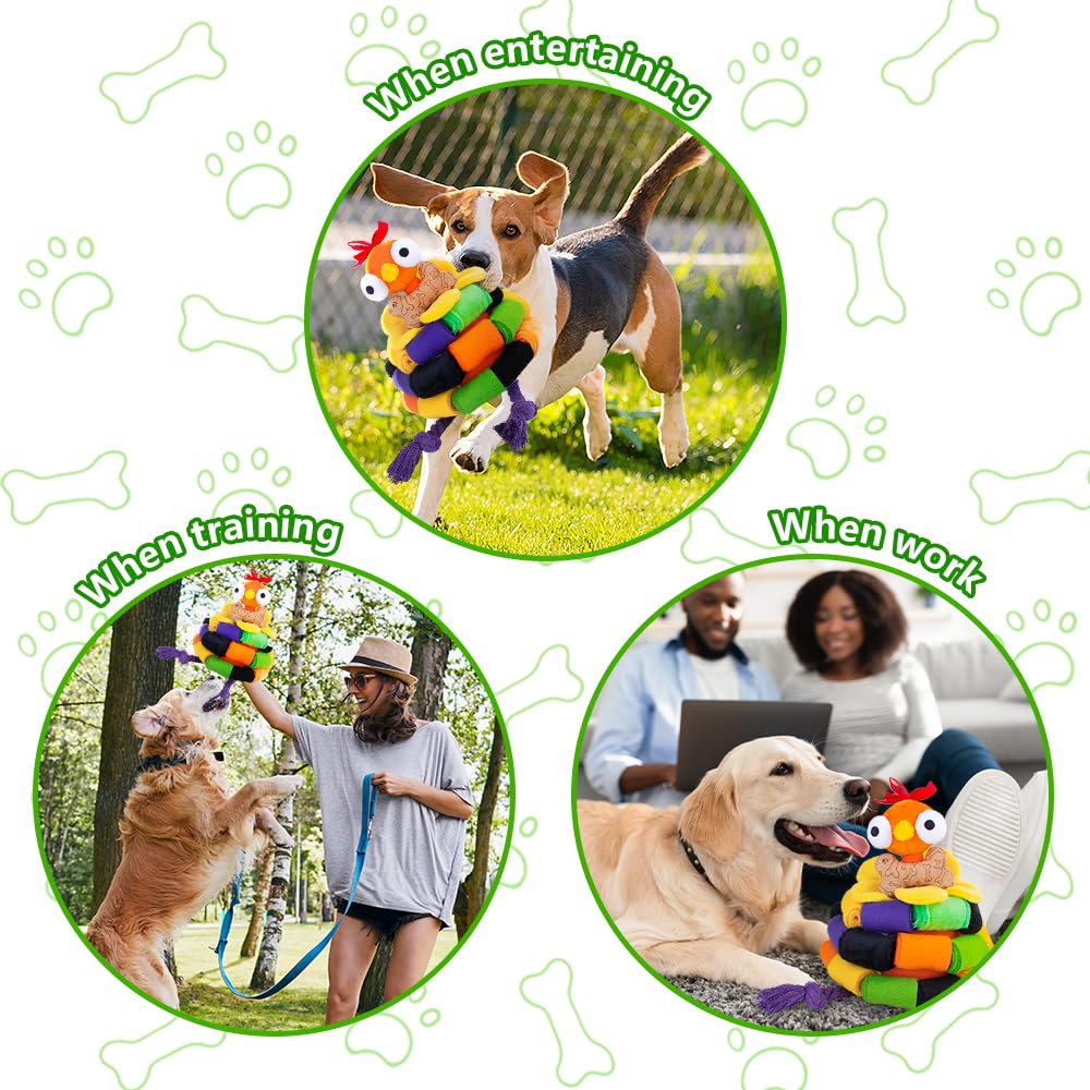 Interactive Snuffle Chicken Dog Toy - Slow Feeder Puzzle Ball for Small, Medium & Large Breeds - Cute Squeaky Enrichment Game for Boredom & Anxiety Relief - Perfect for Halloween, Training & Indoor Playtime