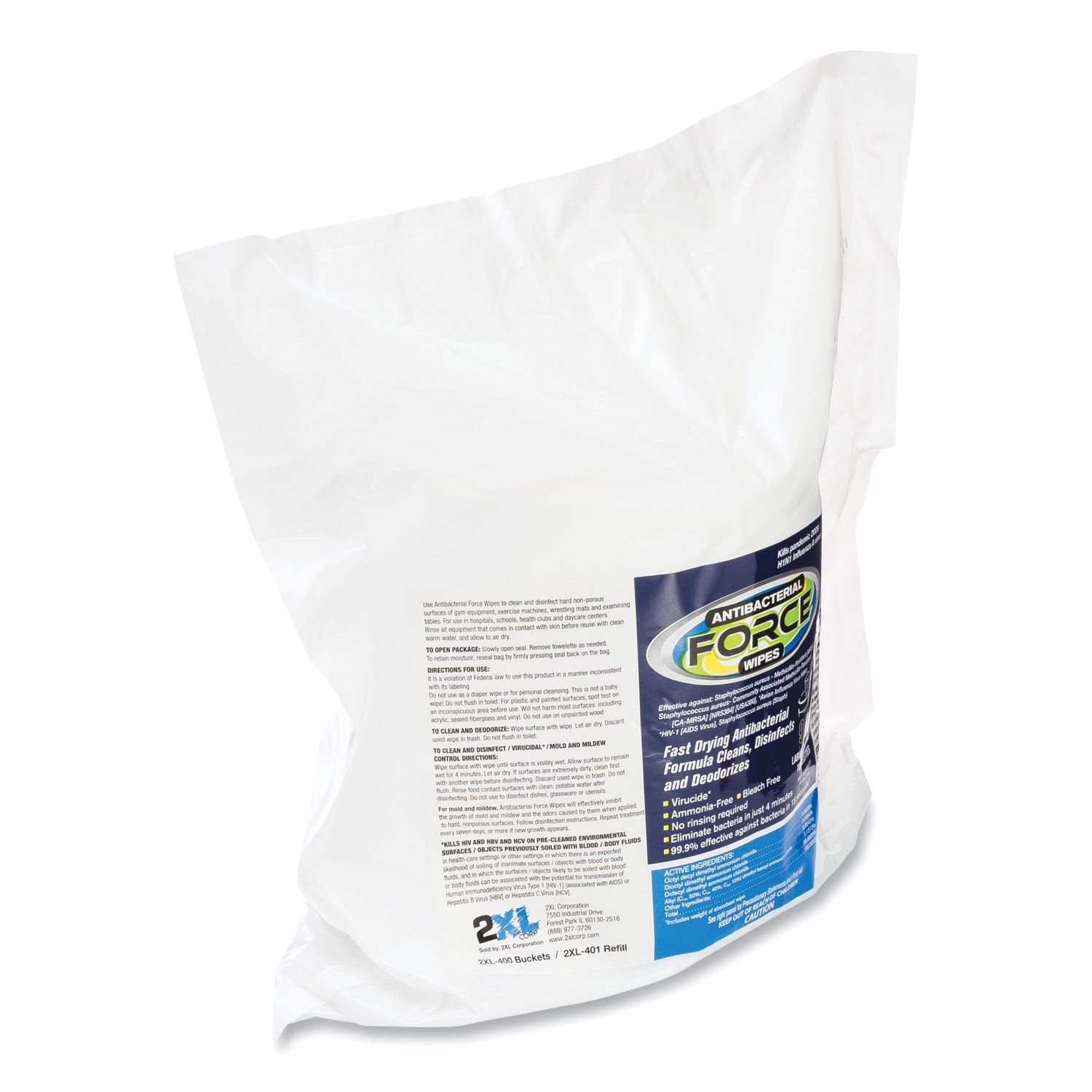 2XL FORCE Disinfecting Wipes Refill, 1 Ply, 6