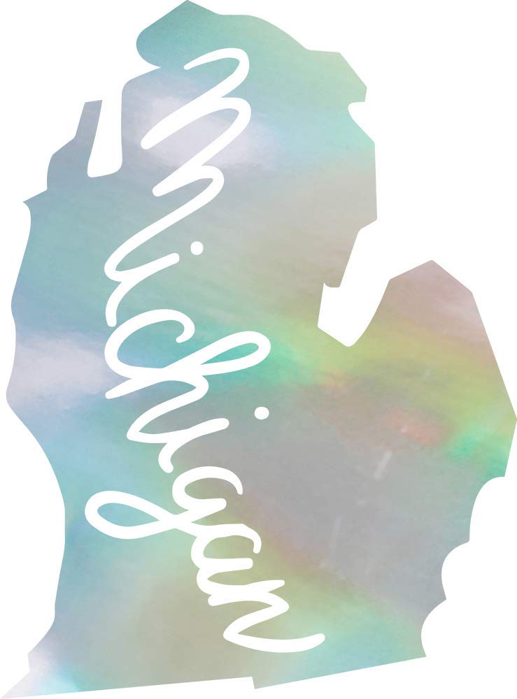 Premium Waterproof Vinyl Decal Stickers - Michigan Holographic Map (Set of 2) for Laptop, Phone, Helmet, Car Window, Bumper, Mug, Cup, Door & Wall Decor - Perfect for Home, Office, School & Gift Giving