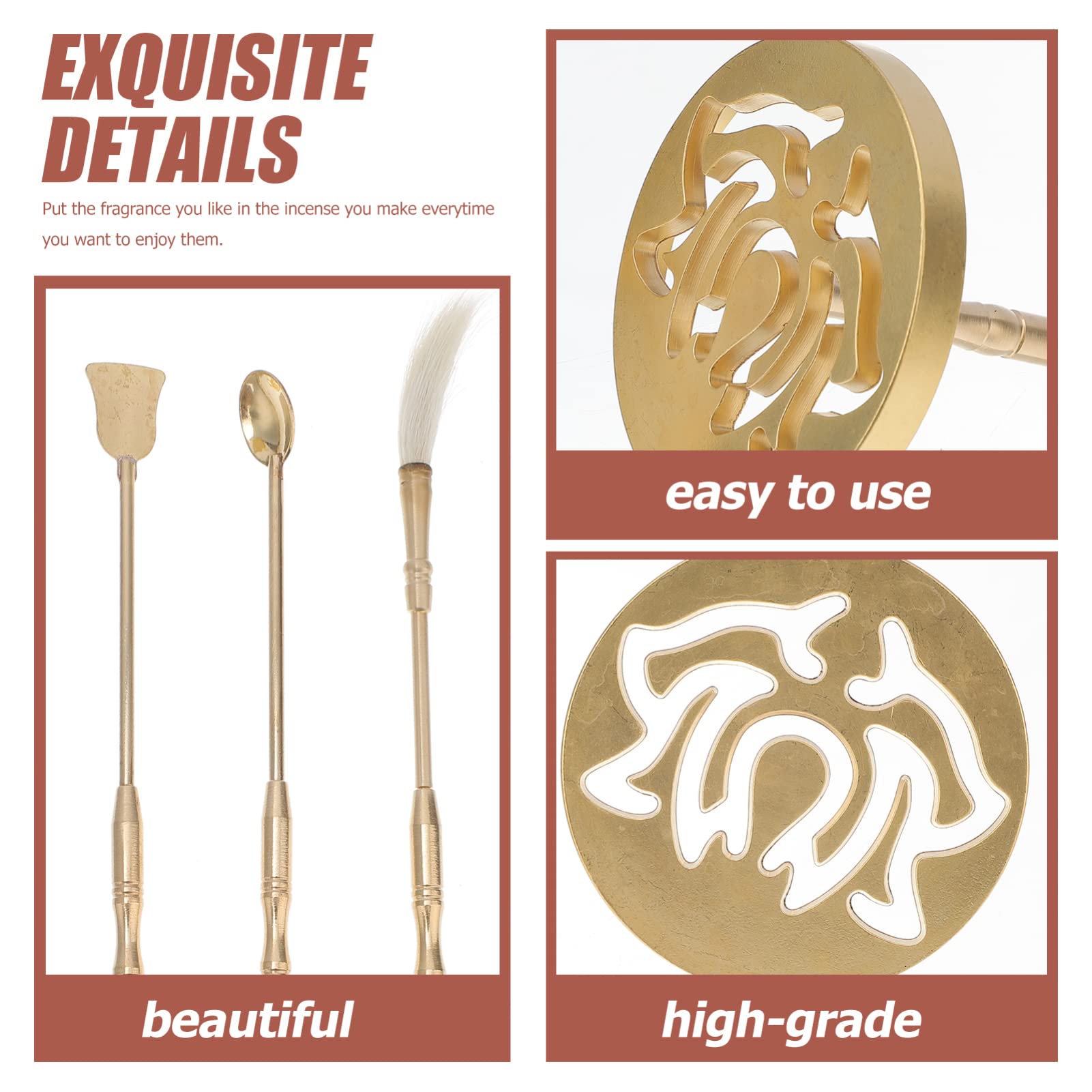 5Pcs Brass Incense Press Mold Kit with Shovel & Brush - DIY Incense Cone Making Tools for Yoga, Meditation & Aromatherapy - Perfect for Home, Spa & Relaxation