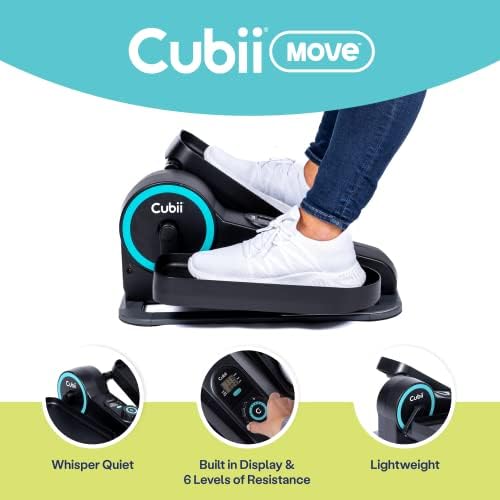 Cubii Move Under Desk Elliptical Bike - Portable Seated Pedal Exerciser with Adjustable Resistance for Home & Office Workouts - Ideal for Adults & Seniors - Perfect for Sedentary Workers, Physical Therapy & Low-Impact Exercise