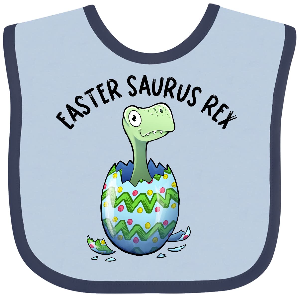 Inktastic Easter Saurus Rex Dinosaur Hatching Easter Egg Baby Bib - Cute Dinosaur Design for Infants & Toddlers - Perfect for Easter Celebrations, Baby Showers, and First Birthday Parties