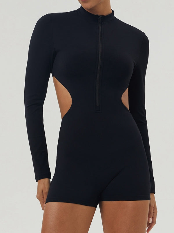 ZASUWA Women's Sexy Cutout Romper Jumpsuit with Zipper Detail - Perfect for Night Out, Party, and Summer Fashion