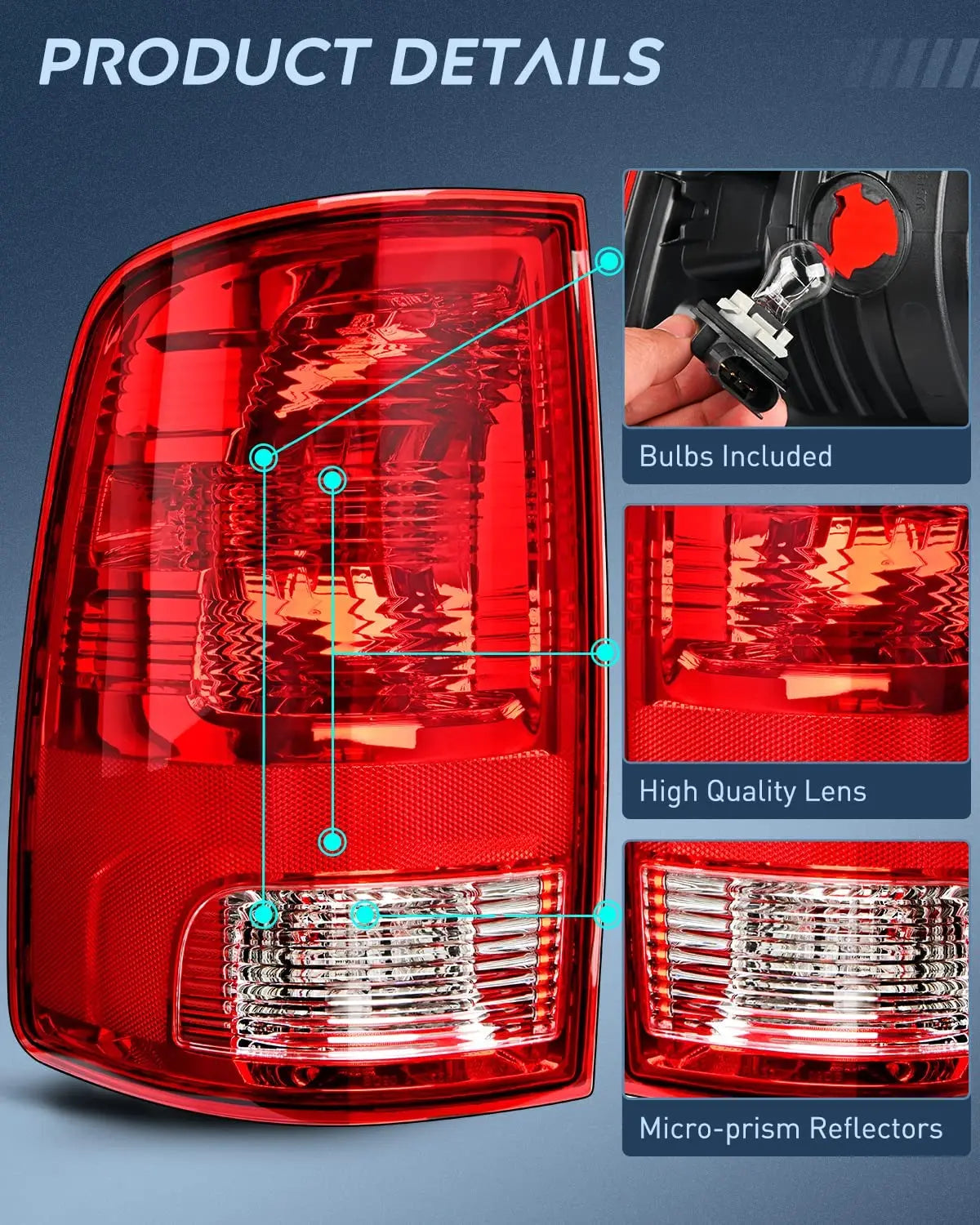 Dodge Ram 1500 2500 3500 Tail Light Assembly (2009-2018) - OE Style Driver Side Replacement Rear Lamp for Improved Visibility & Safety - Perfect for Night Driving & Off-Road Adventures