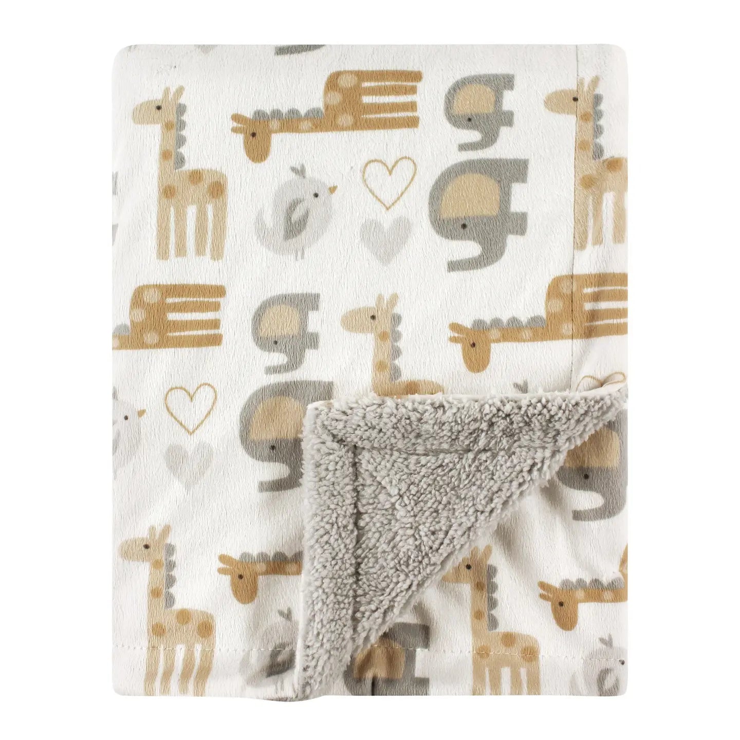 Soft Sherpa Backed Fleece Blanket with Safari Animal Print - Cozy Throw for Bed, Couch & Travel - Kids & Adults Warm Plush Blanket
