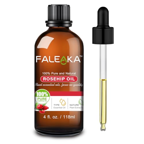 100% Pure Organic Cold-Pressed Rosehip Seed Oil 4oz - Virgin Anti-Aging Face Serum for Wrinkles & Dry Skin | Fast-Absorbing, Non-Allergenic, Portable | Perfect for Night Routine, Facial Massage & Travel Skincare
