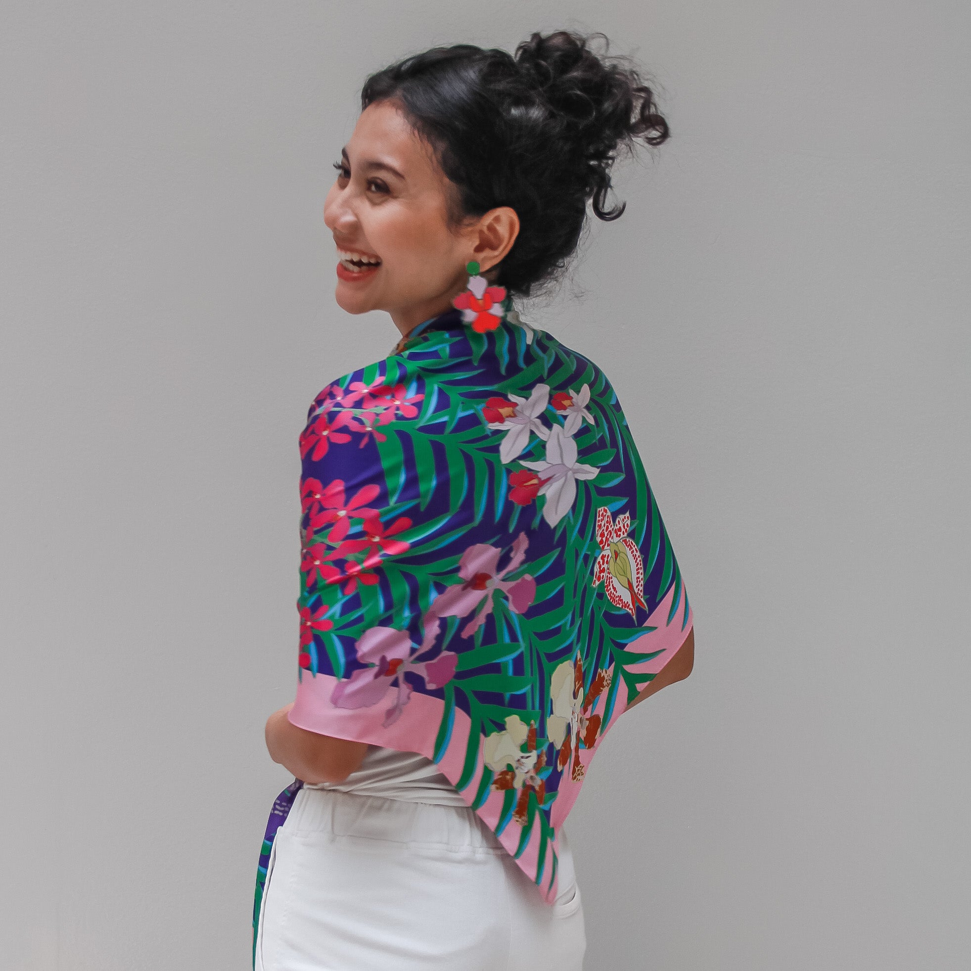 Premium Silk Scarf for Women - Luxury Floral Print Fashion Accessory - Perfect for Weddings, Parties & Everyday Elegance