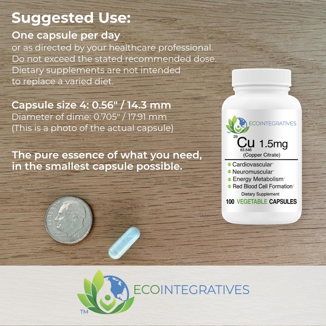 1.5mg Copper Citrate Capsules | Highly Bioavailable Copper Supplement for Nervous System, Collagen Synthesis, Bone & Joint Health | Supports Cardiovascular Function, Iron Metabolism & Energy Production | 100 Capsules | Daily Wellness & Active Lifestyle Support