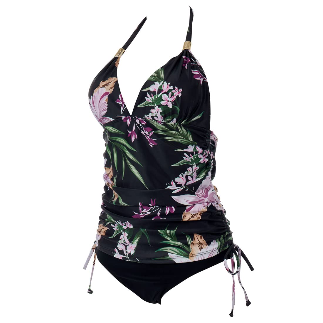 SUUKSESS Women's Halter Tankini Bathing Suit - Sexy Slimming Tummy Control 2 Piece Swimwear Set | Perfect for Beach Vacation, Pool Party & Summer Swimming
