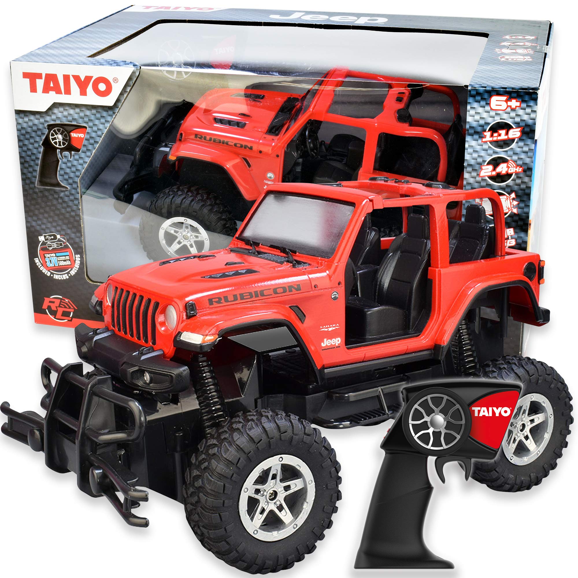 1:16 Scale RC Truck Jeep Rubicon - 2.4GHz Remote Control Car with Rechargeable Battery & Fast Charger | Off-Road High Speed Hobby Vehicle for Kids & Adults | Perfect for Backyard Racing, Trail Adventures & Indoor Play | Ages 6+