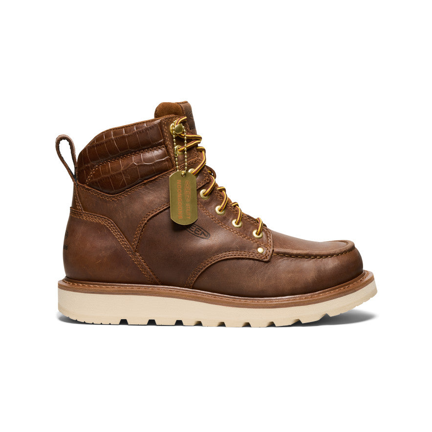 Noon Goons Men's Cincinnati 6 Soft Toe Work Boots - Premium Leather Brown & Off White - Durable Safety Shoes for Construction & Outdoor Work