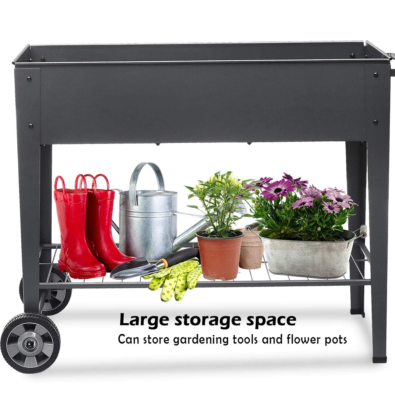 Elevated Raised Planter Box with Legs & Wheels - Outdoor Garden Bed for Vegetables, Flowers, Herbs - Perfect for Patio, Deck, Balcony Gardening