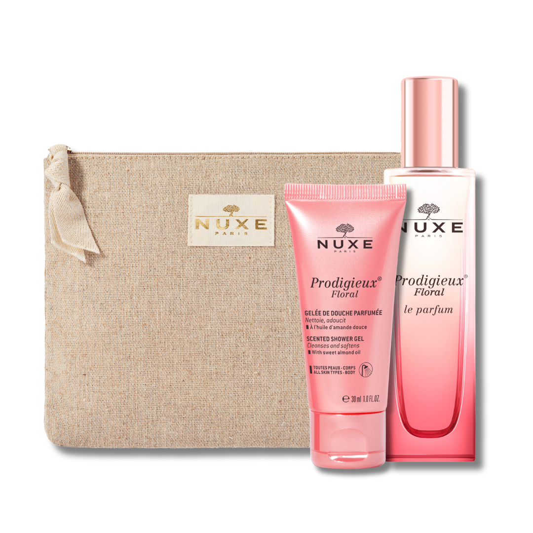 NUXE Luxury Gift Set with Linen Pouch, Perfume & Shower Gel - Perfect for Spa Days, Romantic Gifts & Self-Care Moments